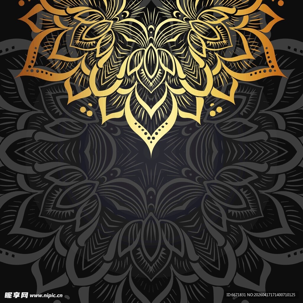  欧式金色花纹 背景图案