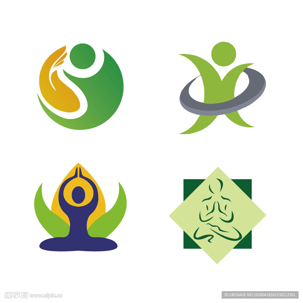 瑜伽养生护理冥想相关标志设计