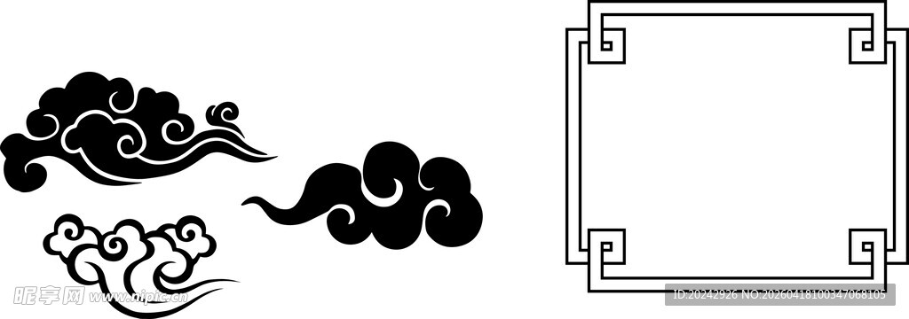 中式云纹边框图案元素