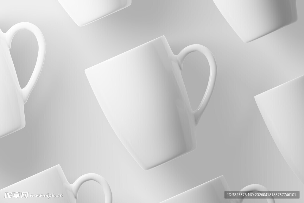 白色马克杯排列展示样机