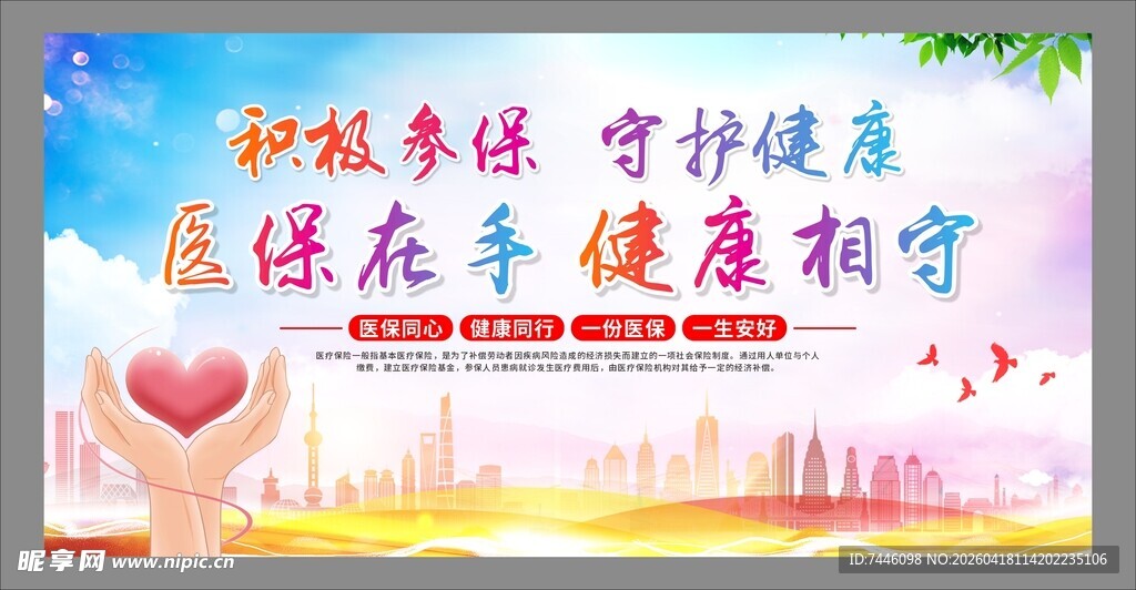 医保医疗保险标语宣传展板