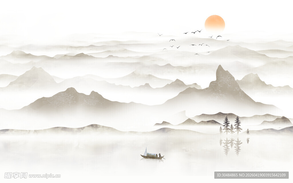 禅意山水背景