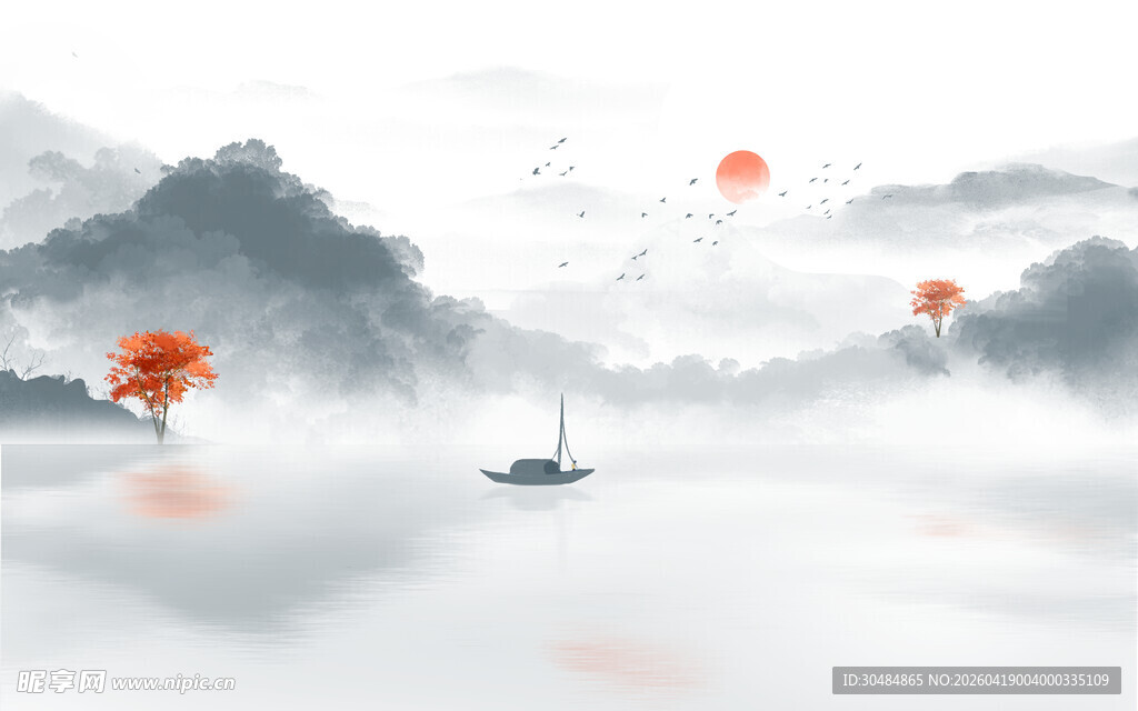 中式山水背景