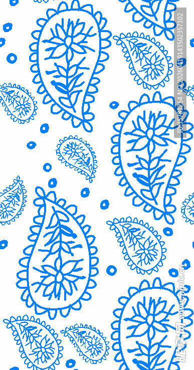 蓝白佩斯利花纹图案背景