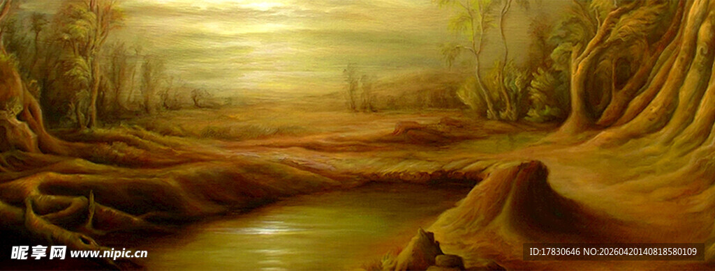 梦幻森林中的静谧溪流