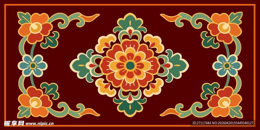 传统精美花卉刺绣图案