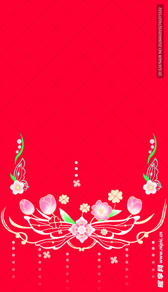 中式喜庆花卉红色汉服