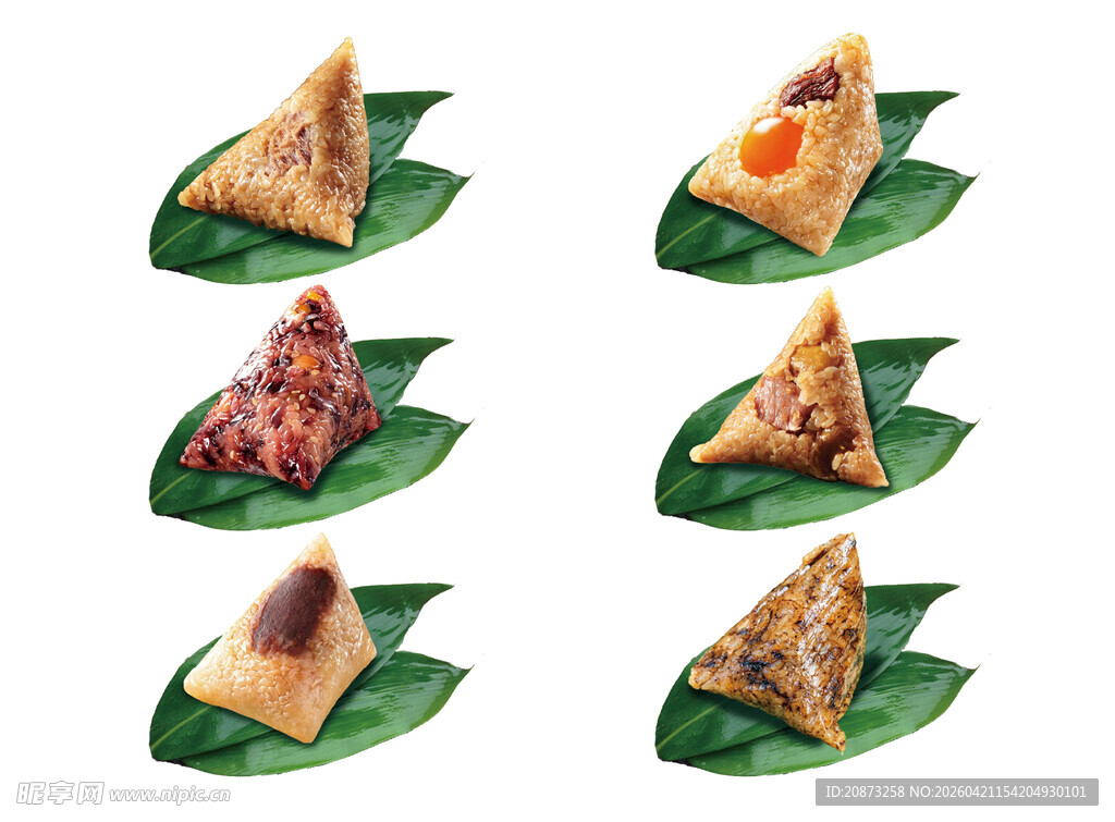 多样美味粽子展示