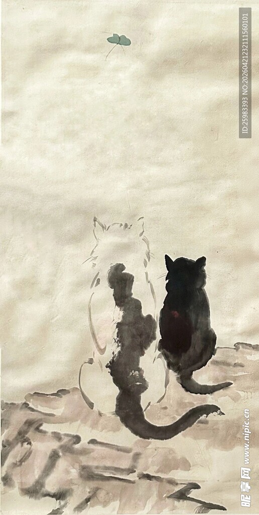 双猫捕蝶图