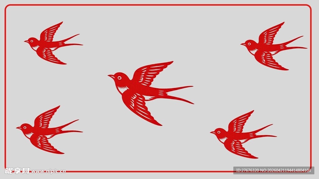 五只红色燕子图案设计