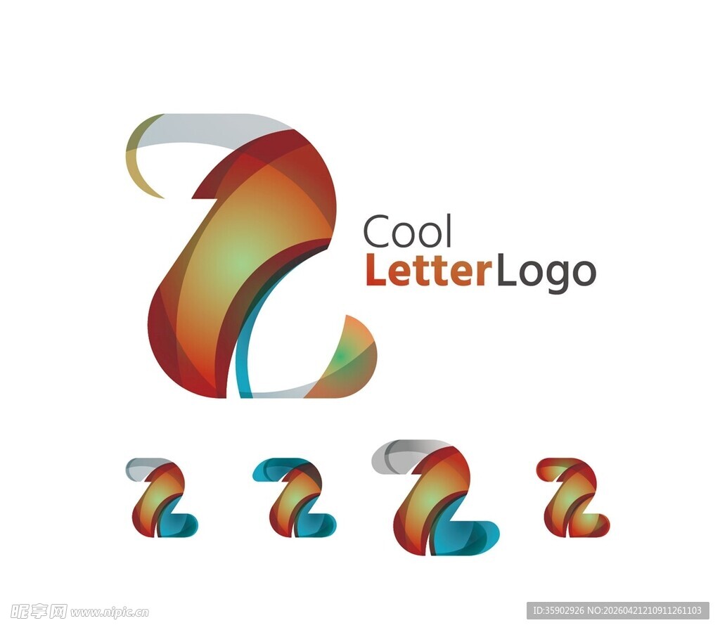 多彩立体字母A标志设计