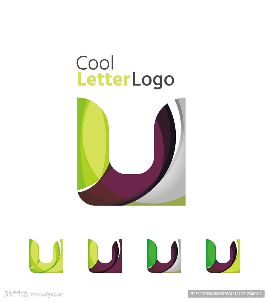 多彩U字母创意标志设计