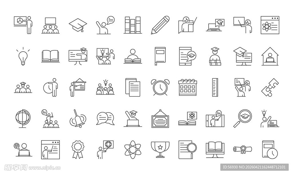 培训教育多样几何图标集合