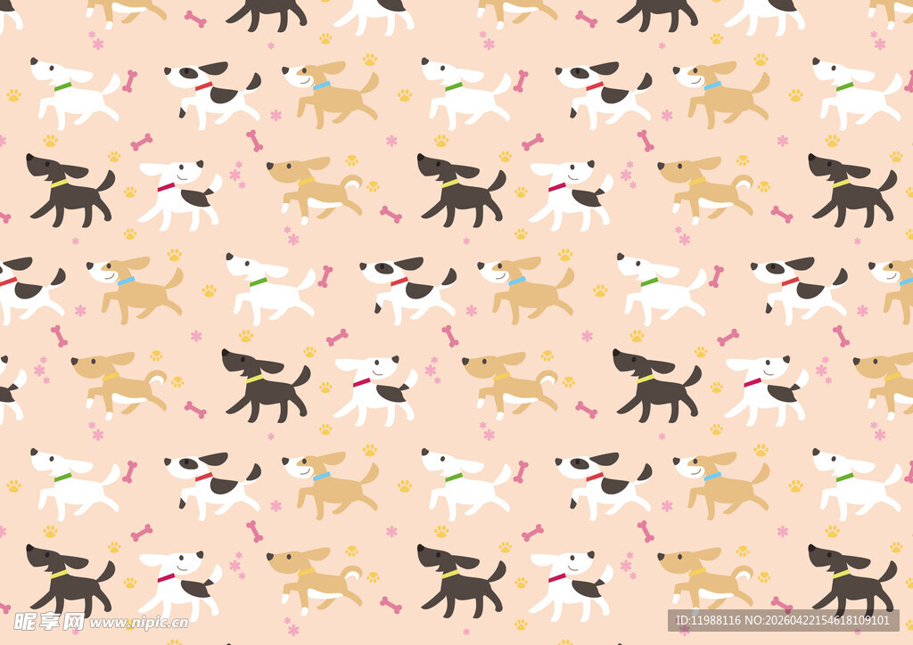 可爱小狗图案背景纹理