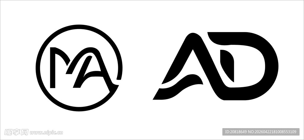 MA与AD品牌标识logo设计