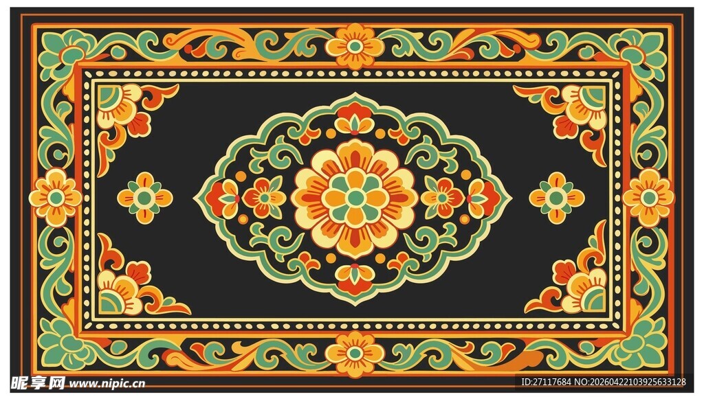 精美传统花纹装饰地毯