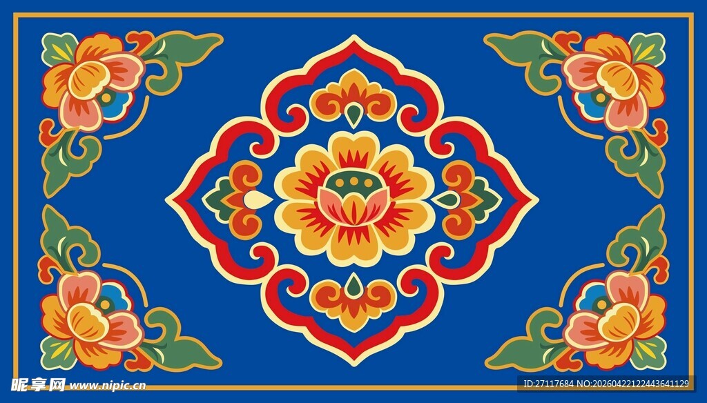 传统中式花卉图案装饰画