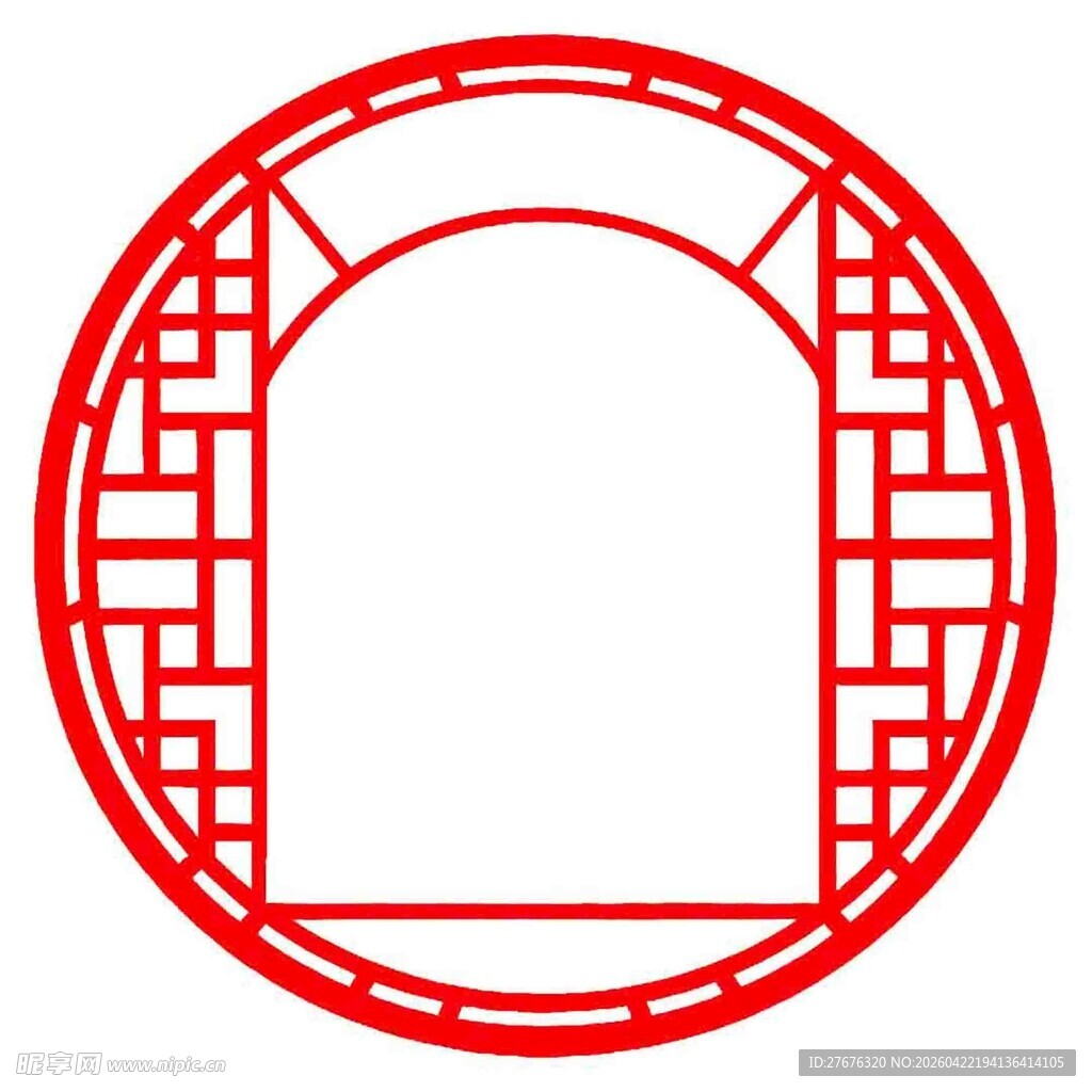 新中式中式圆形镂空窗棂图案