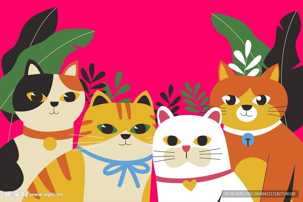 猫咪矢量卡通插画