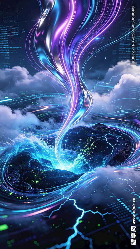 奇幻闪电风暴能量场景