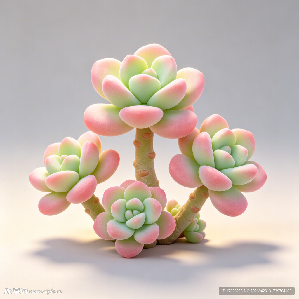 粉嫩可爱多肉植物摆件