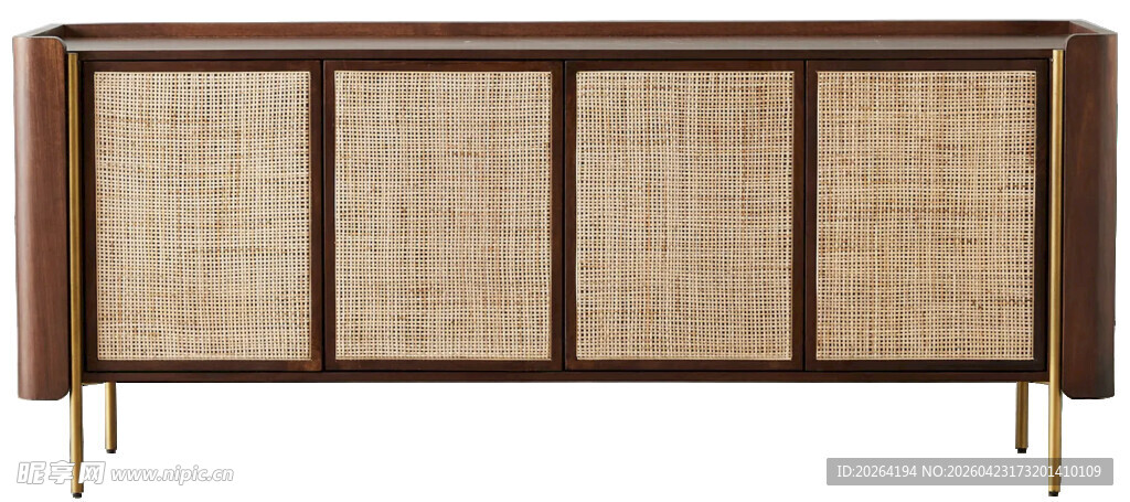 现代简约藤编木质餐边柜