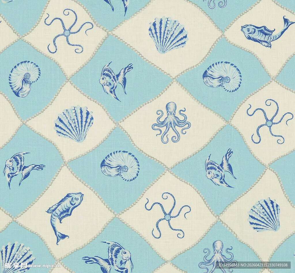 海洋元素几何图案背景