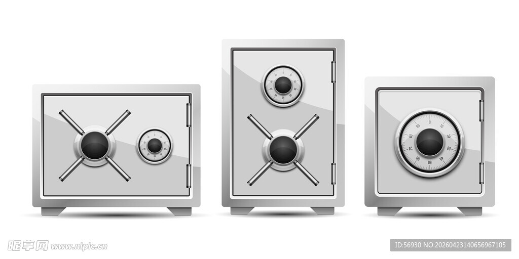 三款金属质感保险箱展示