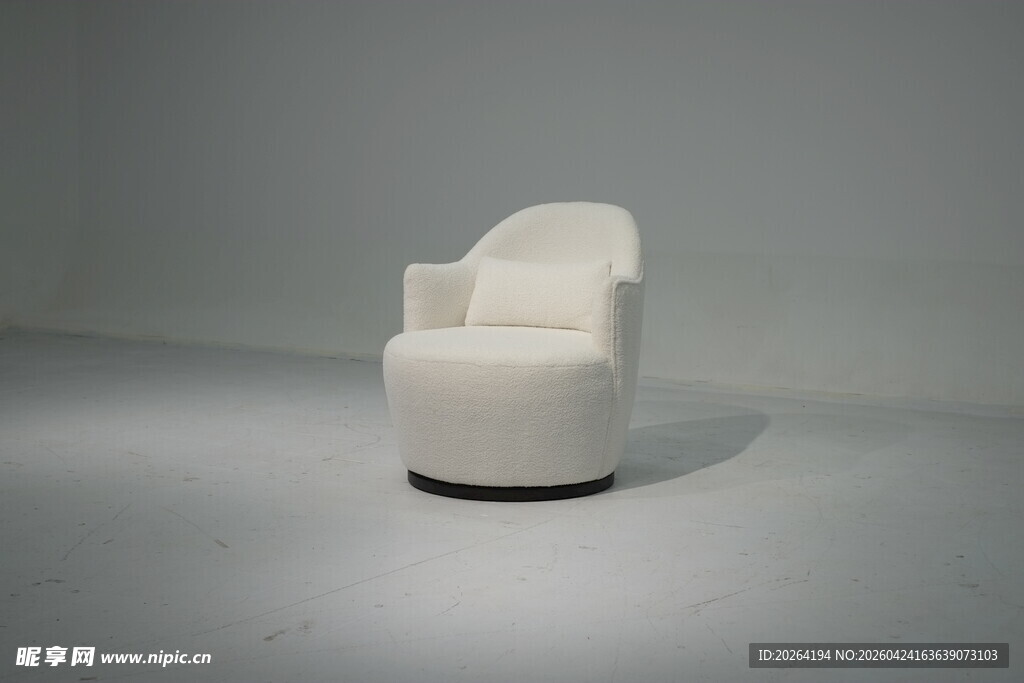 简约白色旋转单人沙发