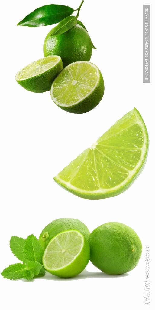 新鲜青柠与薄荷叶组合