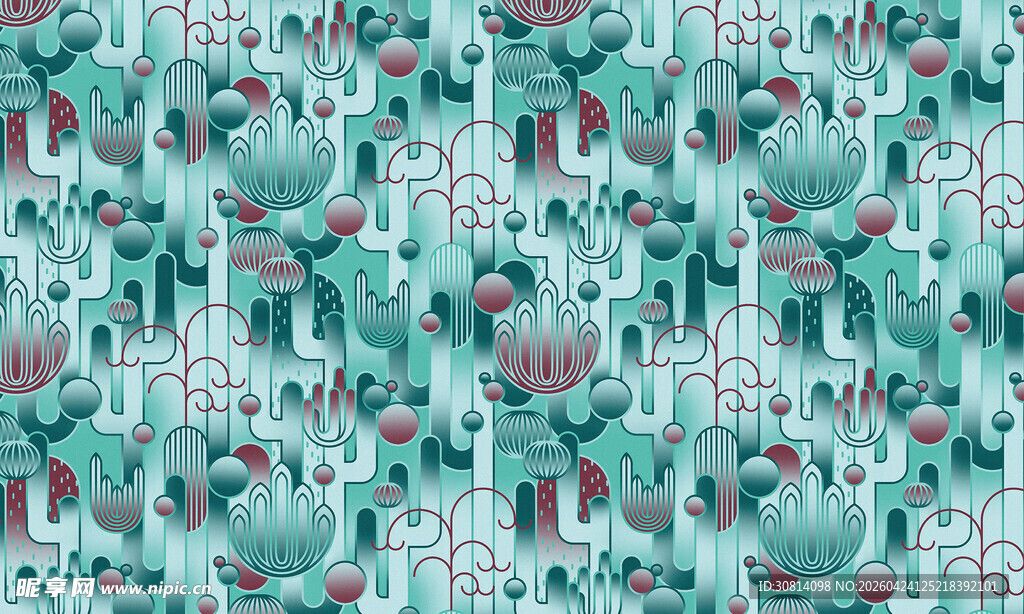 清新绿植图案纹理背景