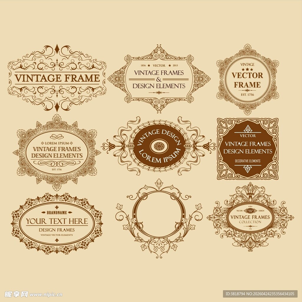 复古装饰性边框设计素材