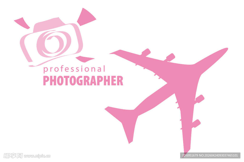 粉色飞机与摄影标志