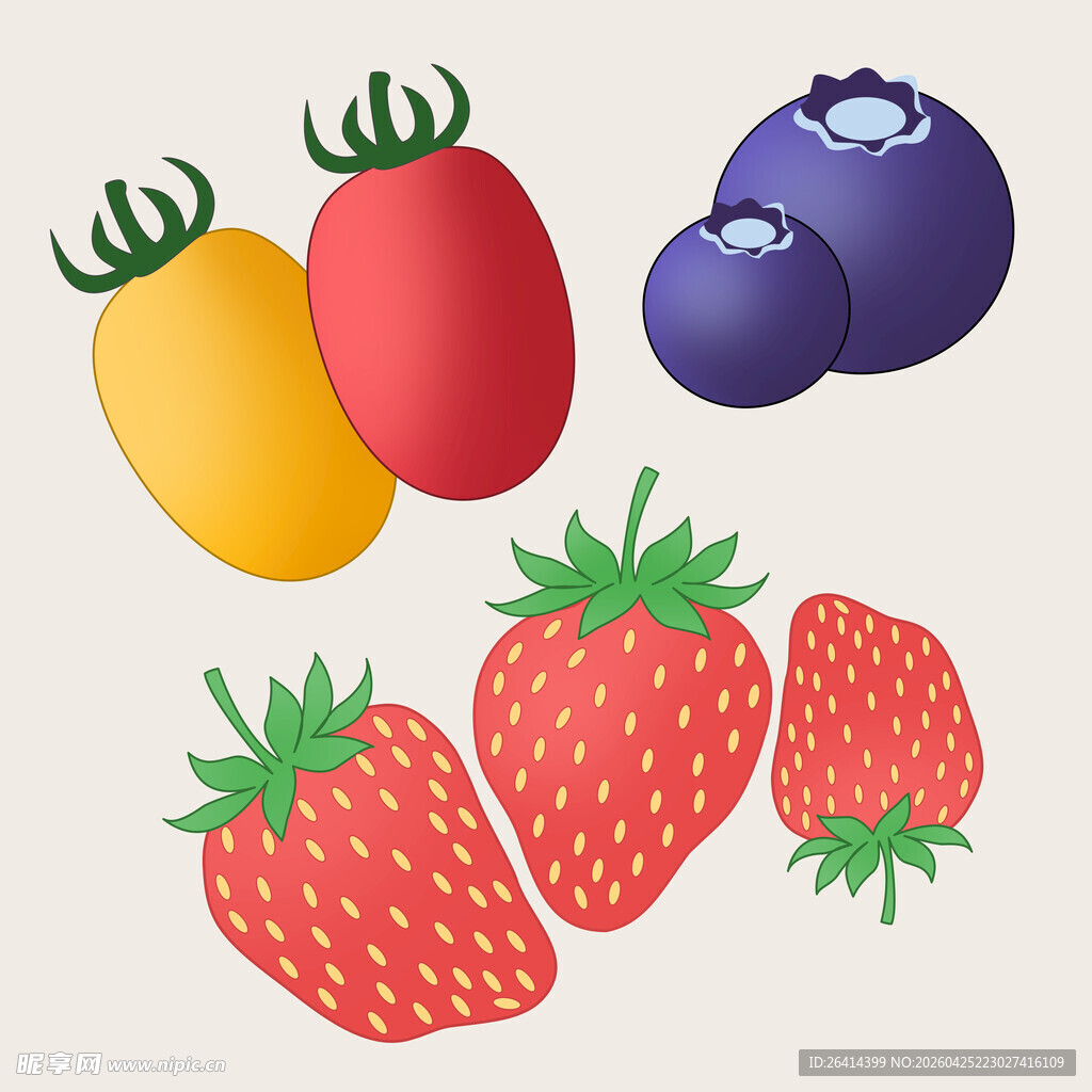 多彩新鲜水果插画