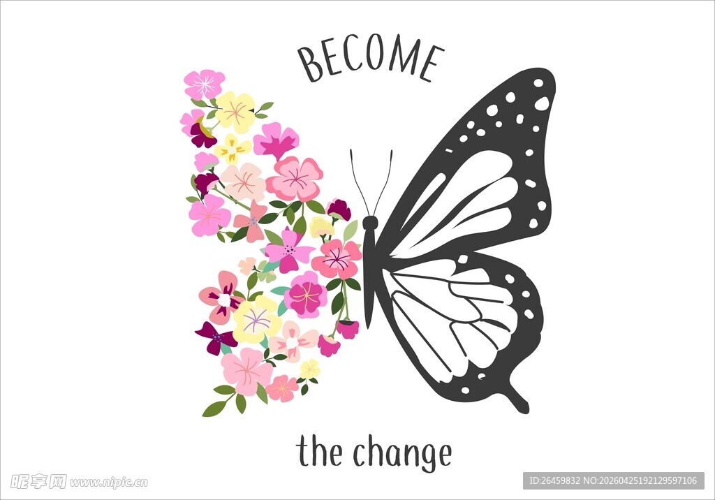 蝴蝶花卉主题插画