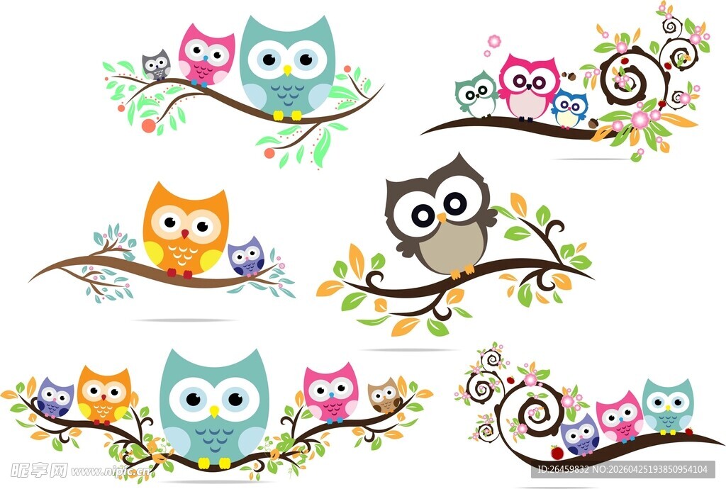 可爱猫头鹰装饰图案