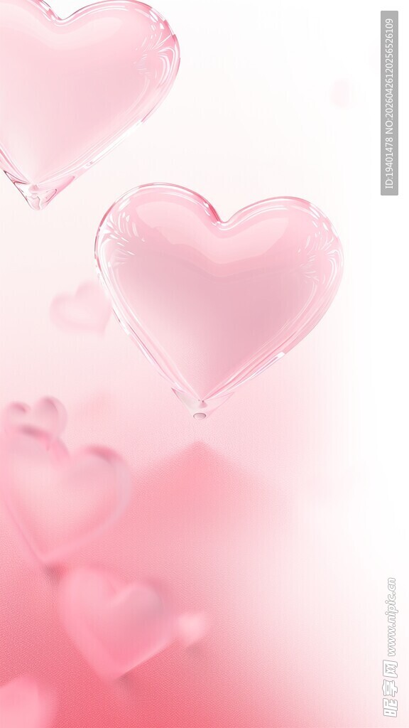 粉色心形梦幻漂浮场景