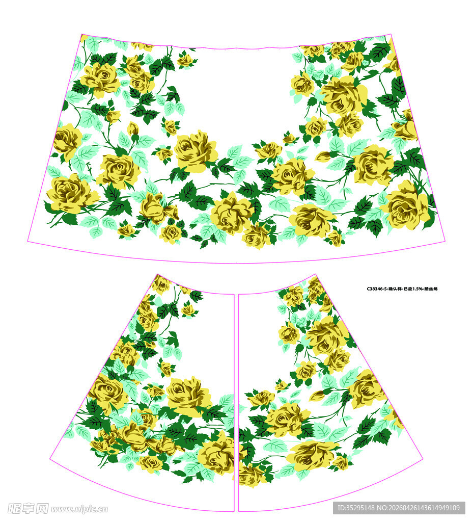 花卉图案短裙设计稿