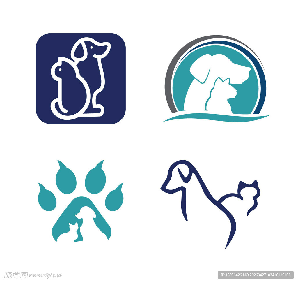 宠物相关猫狗图标标志设计示例