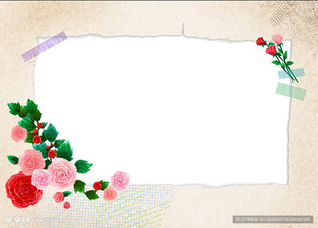 花卉装饰的复古边框