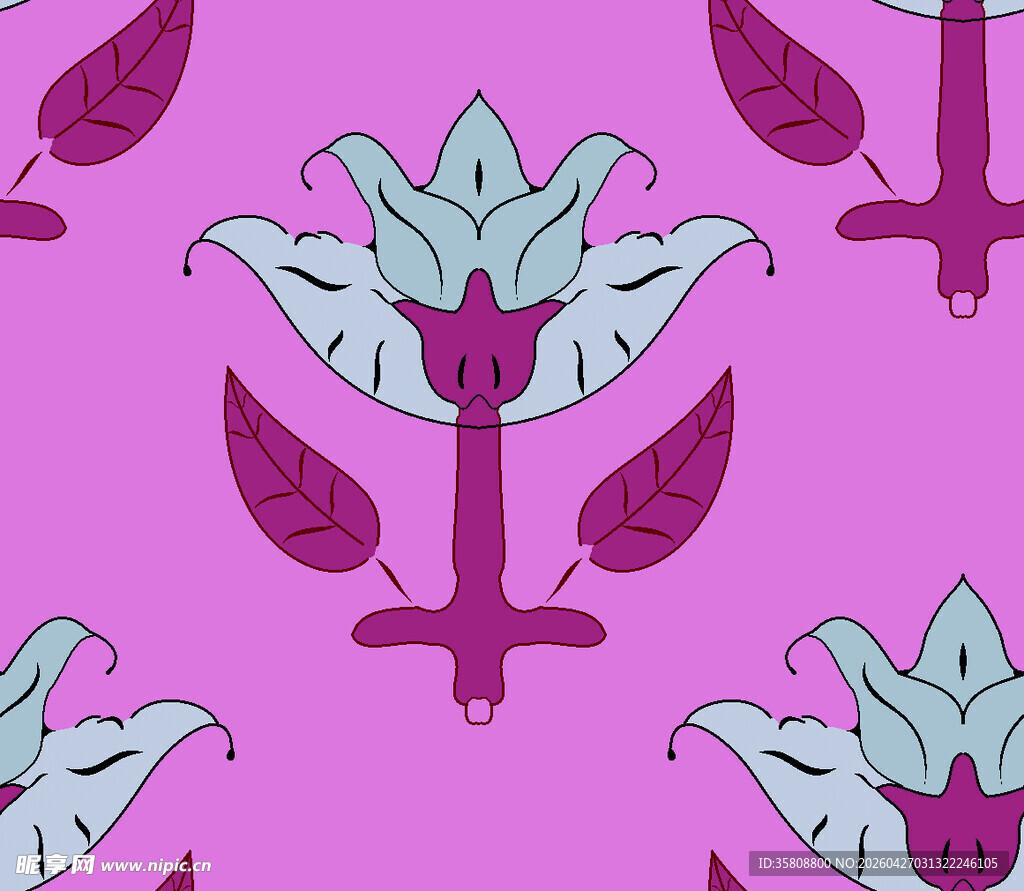 紫色花卉图案无缝背景