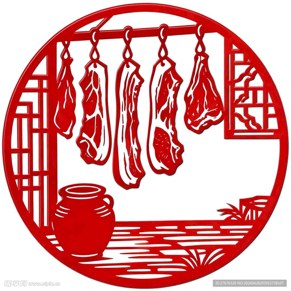 中式传统腊肉悬挂场景