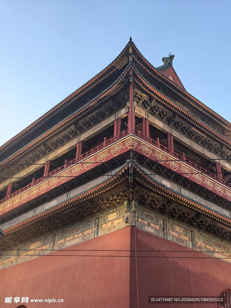中式古建老北京的鼓楼