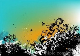 超酷潮流花纹与鸟类剪影矢量素材
