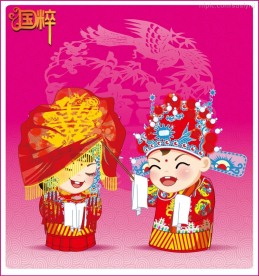 国粹－古典卡通婚礼人物