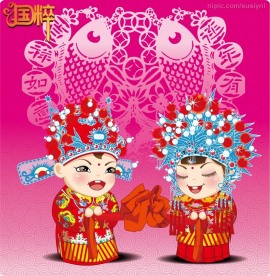 国粹－古典卡通婚礼人物