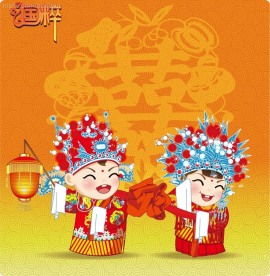 国粹－古典卡通婚礼人物