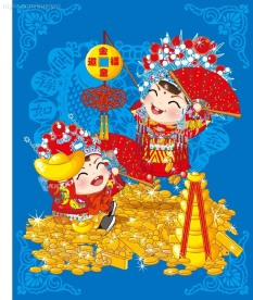 国粹－古典卡通婚礼人物