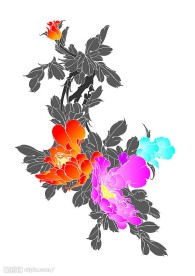 新年设计元素之福矢量牡丹