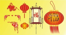 矢量-春节灯笼一套